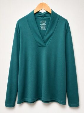 L.L.Bean Teal V-Neck Pullover - 100% cotton